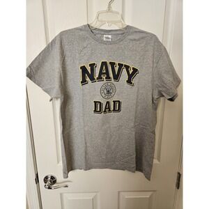 United States Navy "Navy Dad" Men's Gray Graphic Cotton Blend T-Shirt, LG